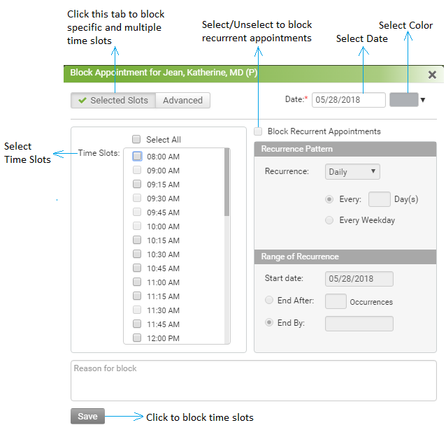 Block Time Slots